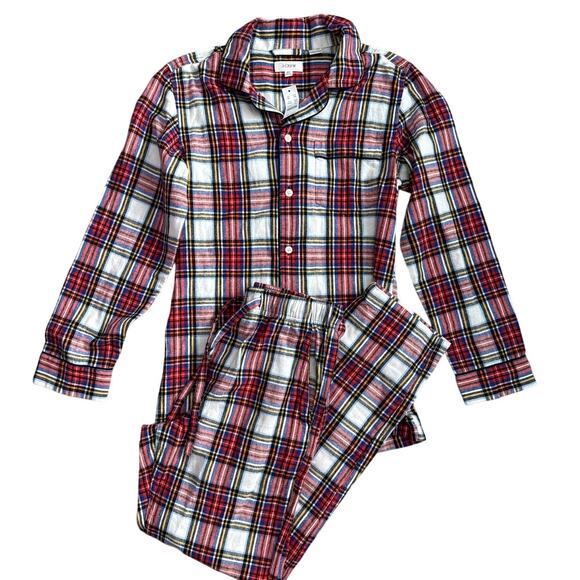 J. Crew Plaid Flannel Pajama White-Out‎ Plaid Red Multi Size XS - Picture 4 of 12